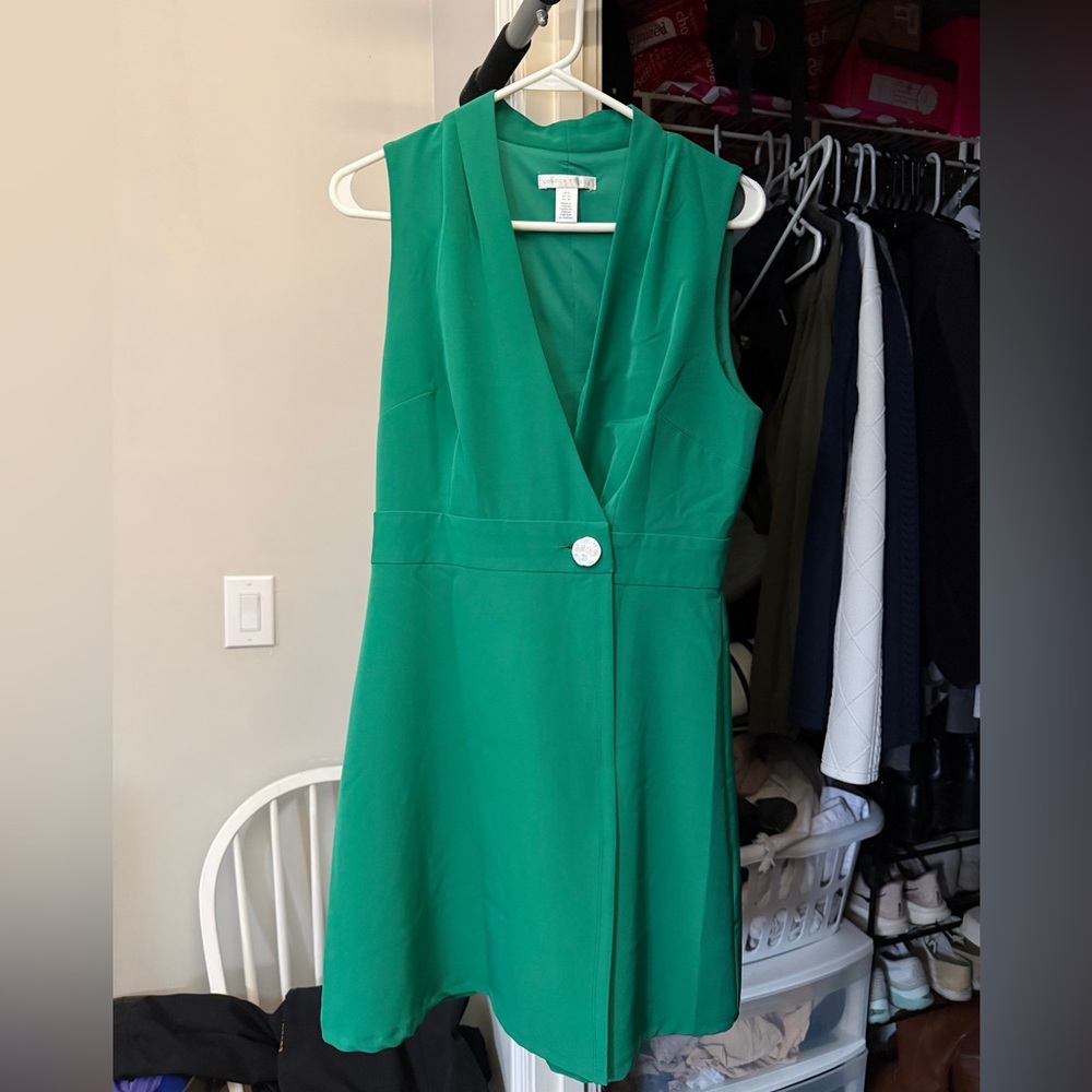 Vibrant Green Vest Dress